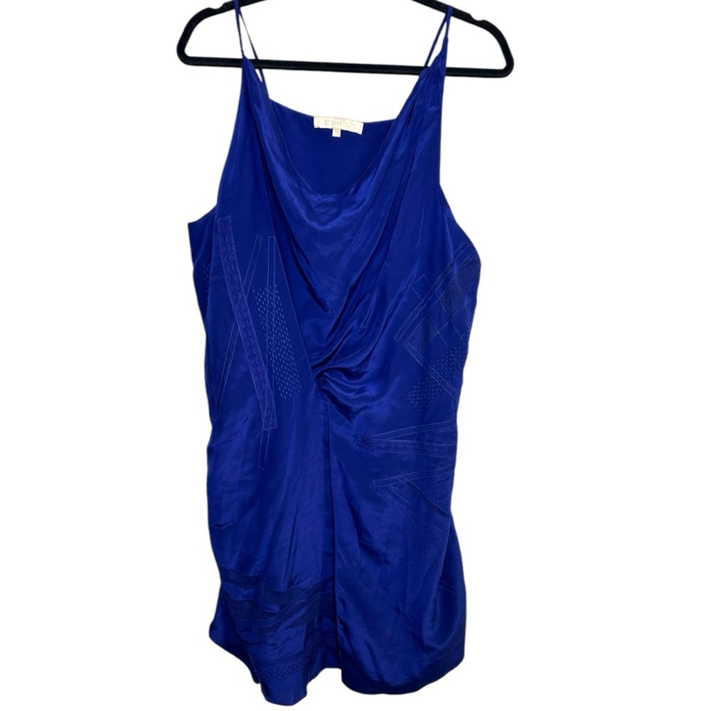 Vanessa Bruno Royal Blue 100% silk cami cowl neck slip dress size 8 EU 38